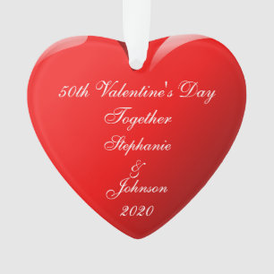 50. Valentinstag mit Namen des Herzens Rot Ornament