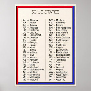 ★ 50 Vereinigte Staaten von Amerika Vollständige Poster