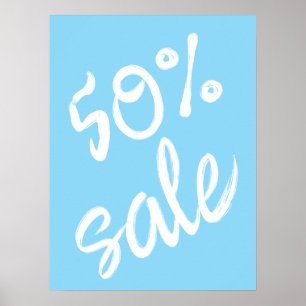 50 % Verkaufszeichen, 18x24 Blue Sale Poster