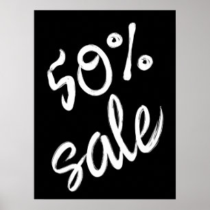 50 % Verkaufszeichen, 18x24 Schwarz und Weiß Verka Poster