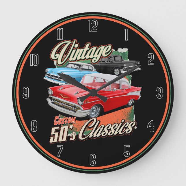 50 Vintage Cars große Uhr (Vorderseite)
