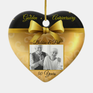 50. Wedding Gold Jubiläum Heart Foto Ornament
