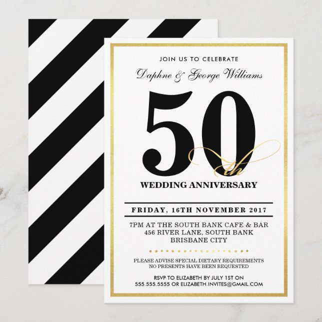 50. WEDDING JAHRESZEITEN - Stilgold INVITES Einladung (Vorne/Hinten)