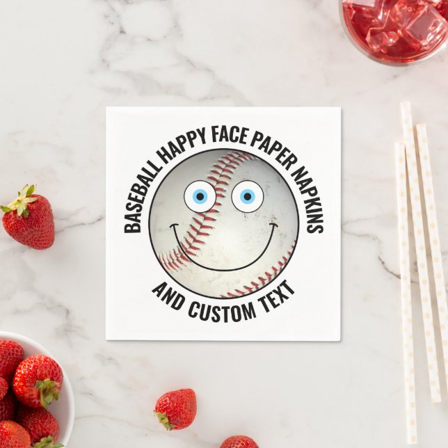 50 x Custom Baseball Party BLAUE EYES Happy Face Serviette (Beispiel)