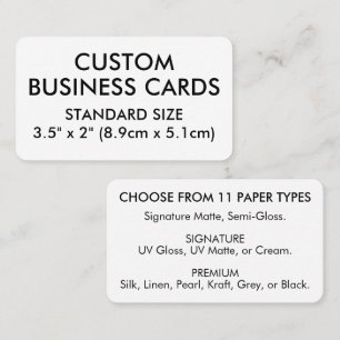 50 x STANDARD Größe 3,5" x 2" mit abgerundeten Eck Visitenkarte