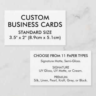 50 x STANDARD Größe 3,5" x 2" Visitenkarte