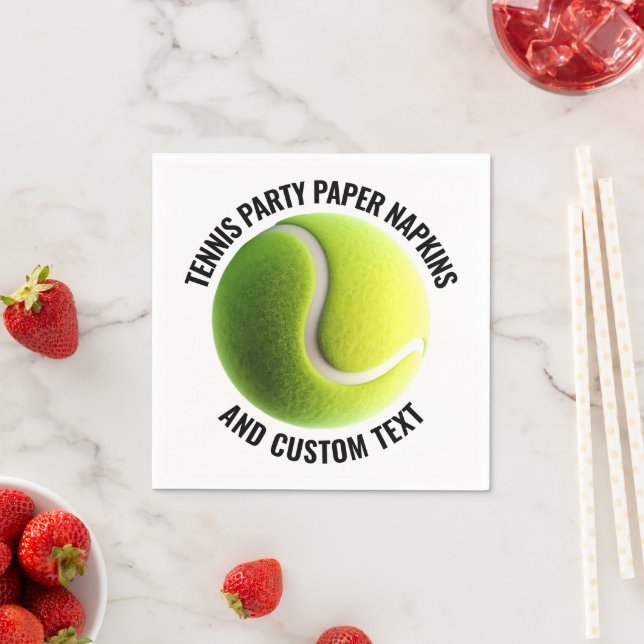 50 x Tennis Ball Personalisiertes Textepapier Napk Serviette (Beispiel)