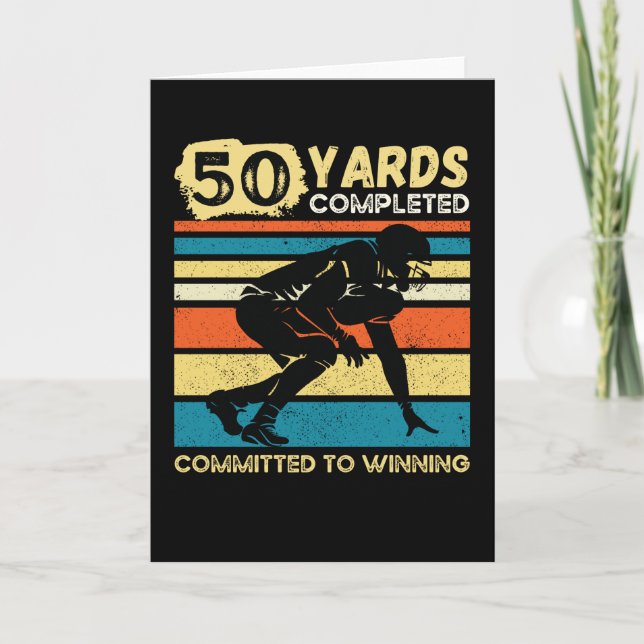 50 Yards Fußball Geburtstag abgeschlossen Karte (Vorderseite)