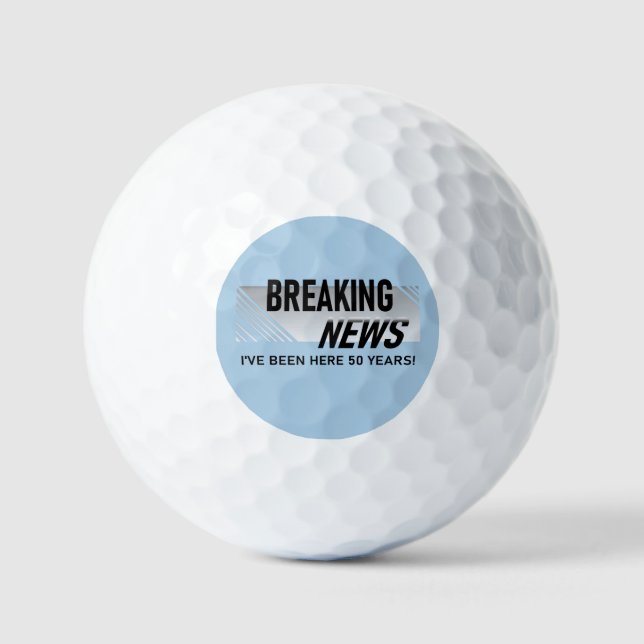 50 Year Work Anniversary Breaking News Employee Golfball (Vorderseite)