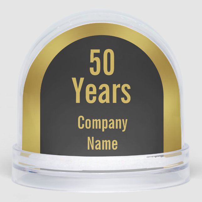 50 Years of Service Black and Gold Employee Schneekugeln (Vorderseite)
