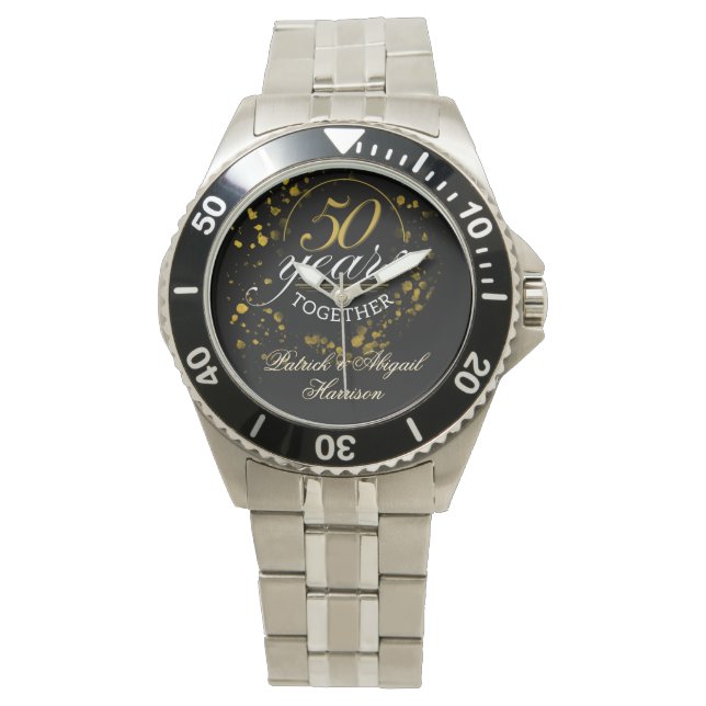 50 Years Together Golden Wedding Anniversary Party Armbanduhr (Vorderseite)