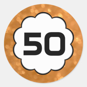 50 - Zahlen Goldener Rundaufkleber Runder Aufkleber