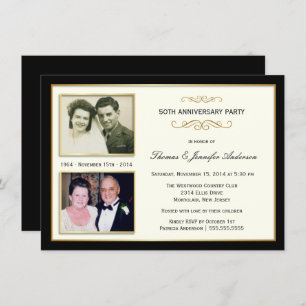 50e anniversaire Alors et maintenant Invitations p