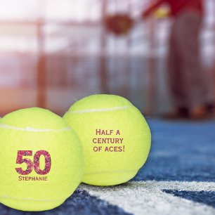 50e anniversaire balle de tennis rose numéro 50 an