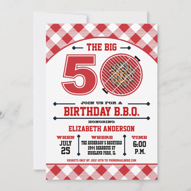 50e anniversaire Barbecue Invitation (Devant)