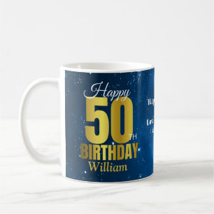 50e anniversaire Blue Space Typographie Café Mug