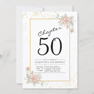 50e anniversaire Blush Floral Invitation