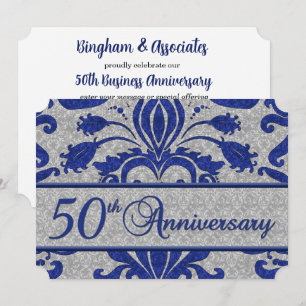 50e anniversaire Business Faire-part bleu