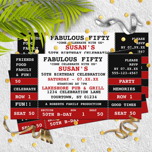 50e anniversaire Concert Ticket Party Invitation (Créateur téléchargé)