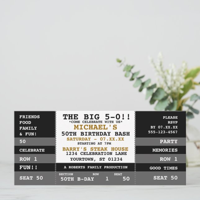 50e anniversaire Concert Ticket Party Invitations (Debout devant)