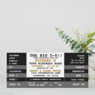 50e anniversaire Concert Ticket Party Invitations