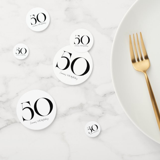50e anniversaire Confetti noir et blanc (Groupe)