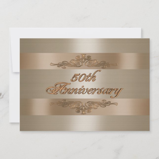 50e anniversaire de la fête or satin invitation (Devant)