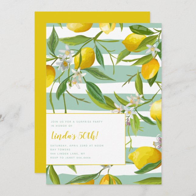 50e anniversaire de Limoncello Invitations (Devant / Derrière)