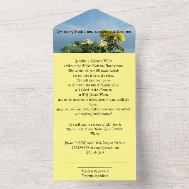 50e anniversaire de l'or devise faire-part de mari (À l'intérieur)