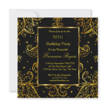 50e anniversaire de luxe Gold Black Invitation