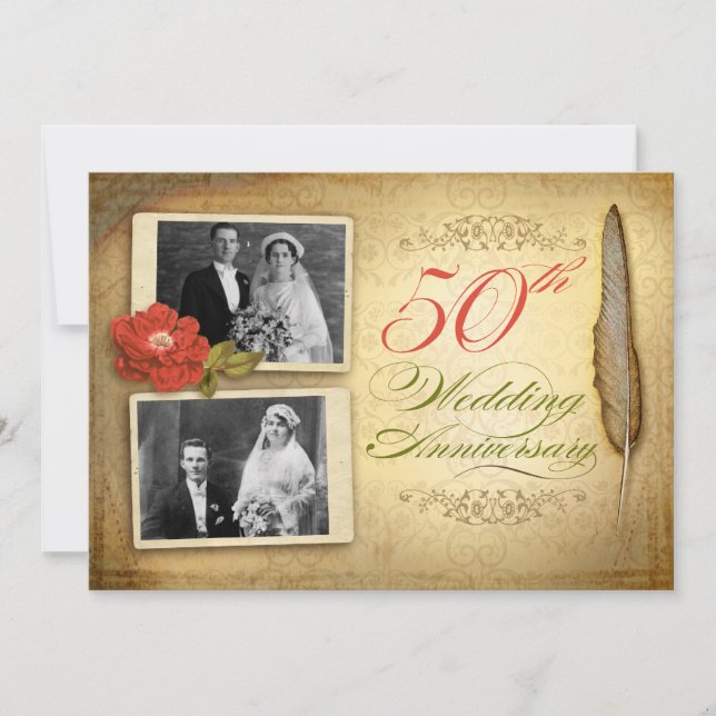 50e anniversaire de mariage deux photos invitation (Devant)