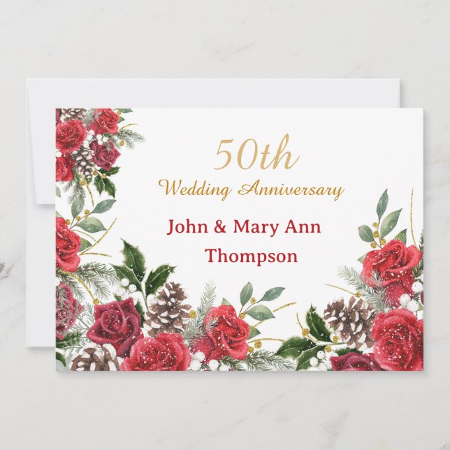 50e anniversaire de mariage d'hiver Invitation Ros (Devant)