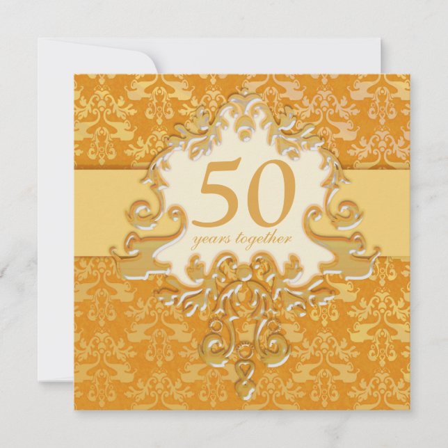 50e Anniversaire de Mariage d'or Invitation (Devant)