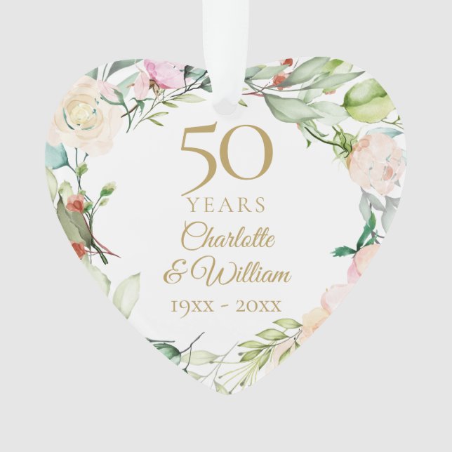 50e anniversaire de Mariage d'or photo florale (devant)