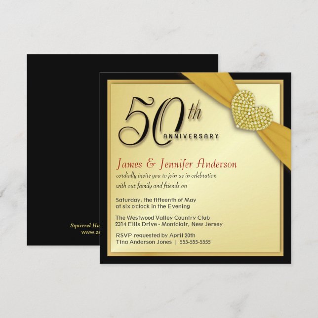 50e anniversaire de mariage - Invitations à prix r (Devant / Derrière)