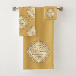 50e anniversaire de Mariage Rose Gold Towel