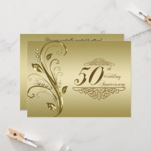50e Anniversaire d'or Mariage Carte d'invitation