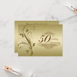 50e Anniversaire d'or Mariage Carte d'invitation