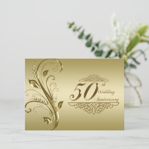 50e Anniversaire d'or Mariage Carte d'invitation