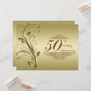 50e Anniversaire d'or Mariage Carte d'invitation