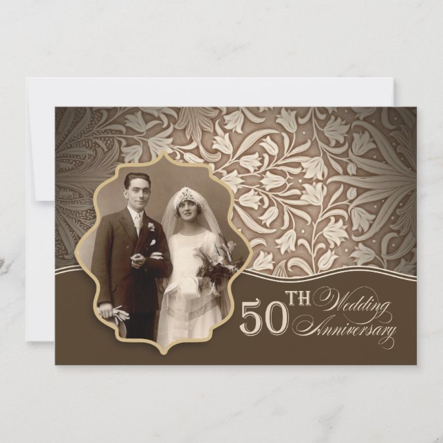 50e anniversaire d'or mariage invitations photo (Devant)