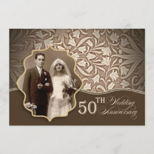 50e anniversaire d'or mariage invitations photo