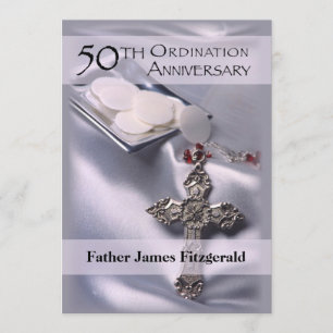 50e anniversaire d'ordination Invitation Cross hôt