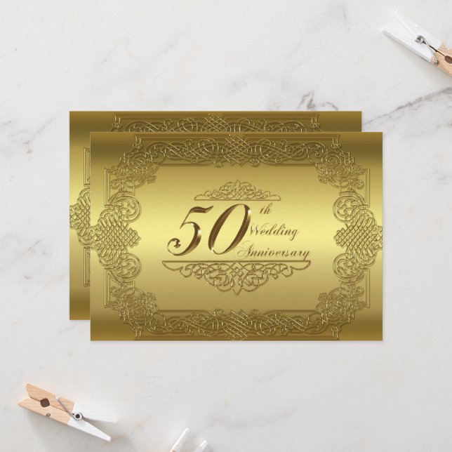 50e anniversaire du Mariage Carte d'invitation (Devant/Arrière en situation)