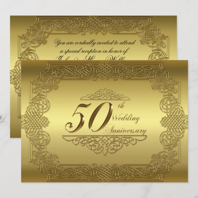 50e anniversaire du Mariage Carte d'invitation (Devant / Derrière)
