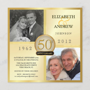 50e anniversaire du Mariage d'or Invitations photo