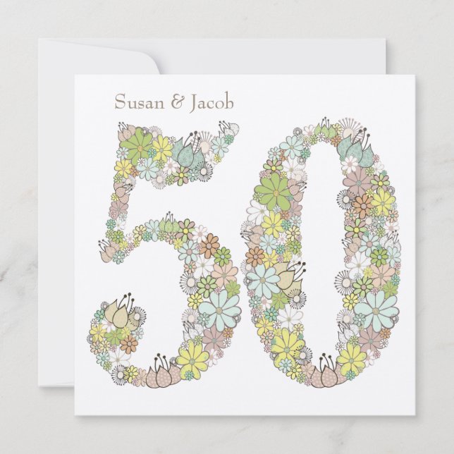 50e anniversaire du Mariage floral Invitation pers (Devant)