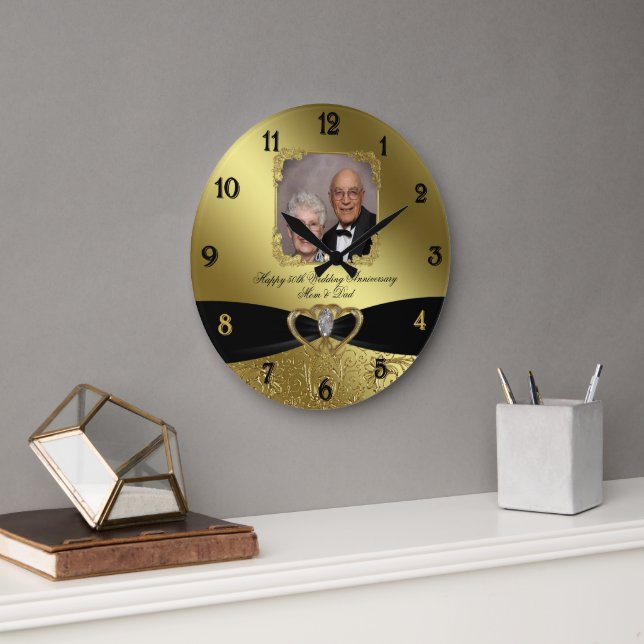 50e anniversaire du Mariage horloge murale photo (Bureau)
