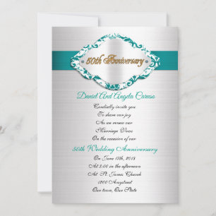 50e anniversaire du Mariage Invitation satin turqu