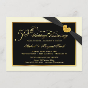 50e anniversaire du Mariage Invitations au ruban n